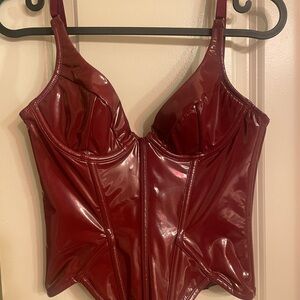 Victoria's Secret Lacquer Very Red Burgundy Bodysuit